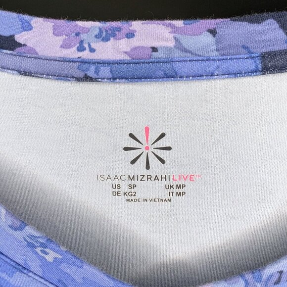 Isaac Mizrahi Live! Blue Floral Pima V-Neck Swing Dress Women's Small Petite - Picture 5 of 6